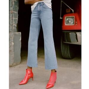 Rag & Bone Broken Nelly Ankle Justine Light Blue Flare Cropped Jeans Women's 30